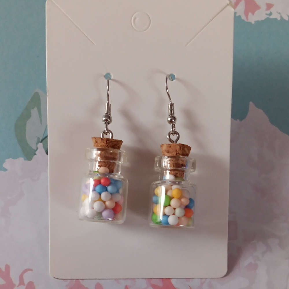 Colorful Candy Jar Dangle Drop Earrings New!